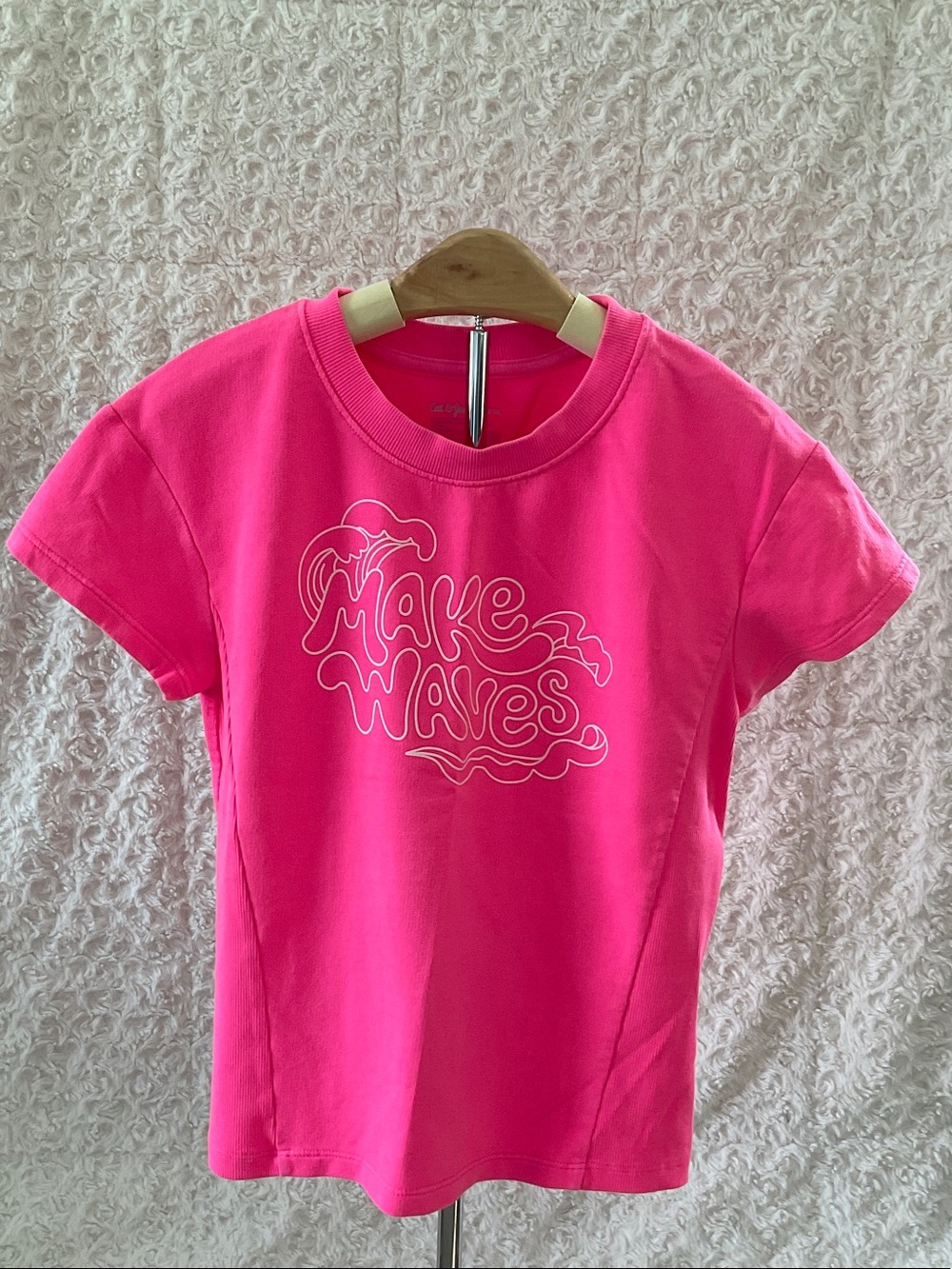 Cat & Jack Pink Sweatshirt Tee with White Make Waves Graphic